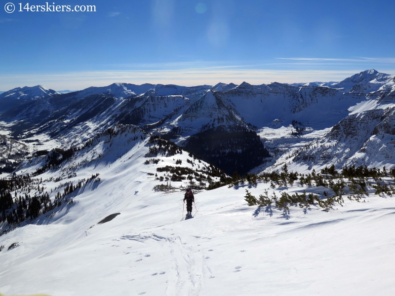 Alex Riedman skinning on Purple ridge near Crested Butte.