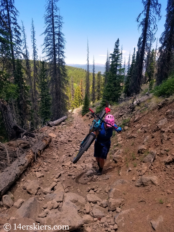 Mountain biking Milk Creek Trail near Sargents, CO.