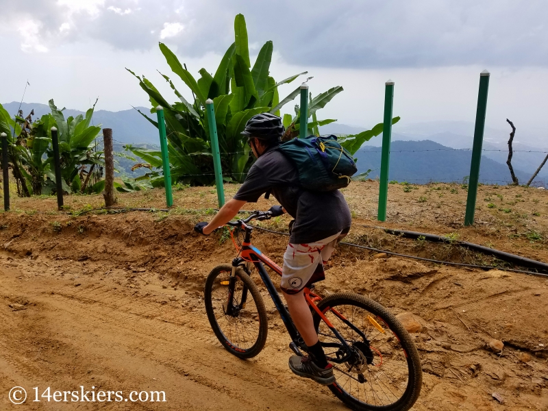 Mountain biking in Minca, Colombia. 