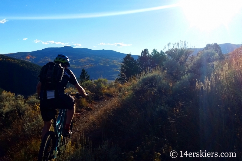 Frank Konsella mountain biking Caves Trail near Crested Butte.