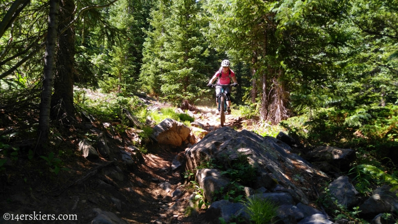 Brittany Konsella mountain biking Greens Creek Trail near Monarch Pass.