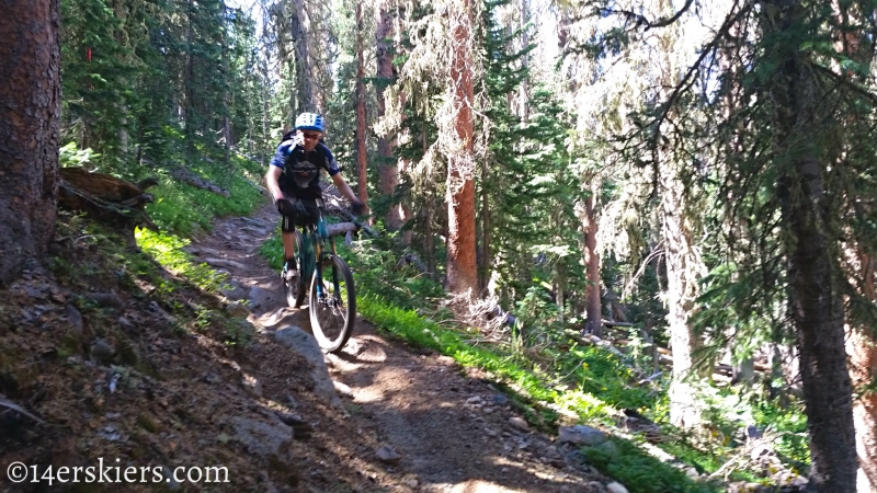 Frank Konsella mountain biking Greens Creek Trail near Monarch Pass.