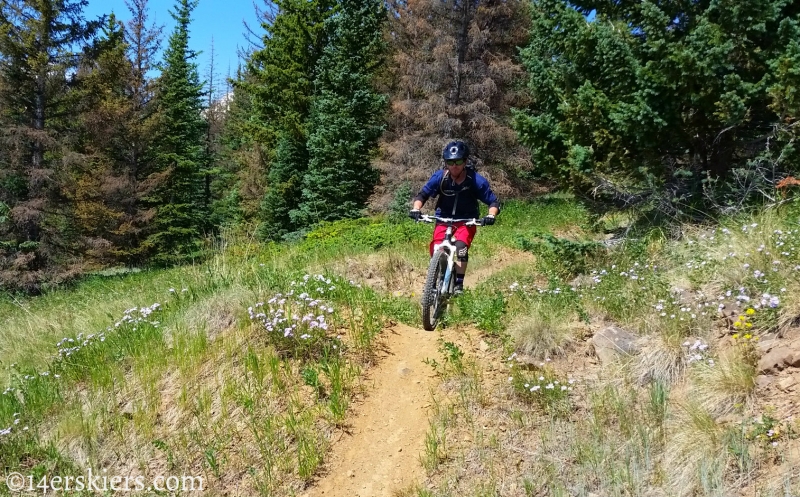 Larry Fontaine mountain biking Starvation Creek Trail near Monarch Pass.