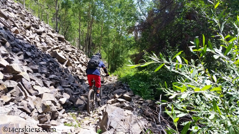 Larry Fontaine mountain biking Starvation Creek Trail near Monarch Pass.