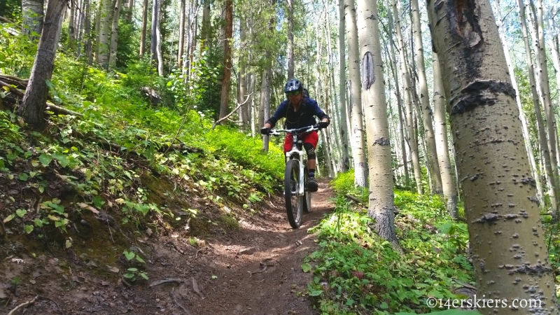 Larry Fontaine mountain biking Starvation Creek Trail near Monarch Pass.