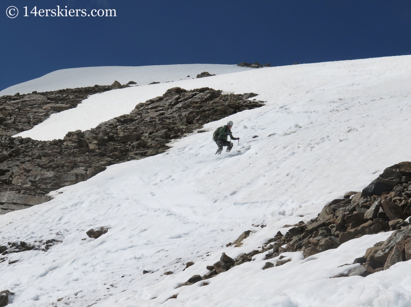 Natalia Moran backcountry skiing on Mount Champion. 