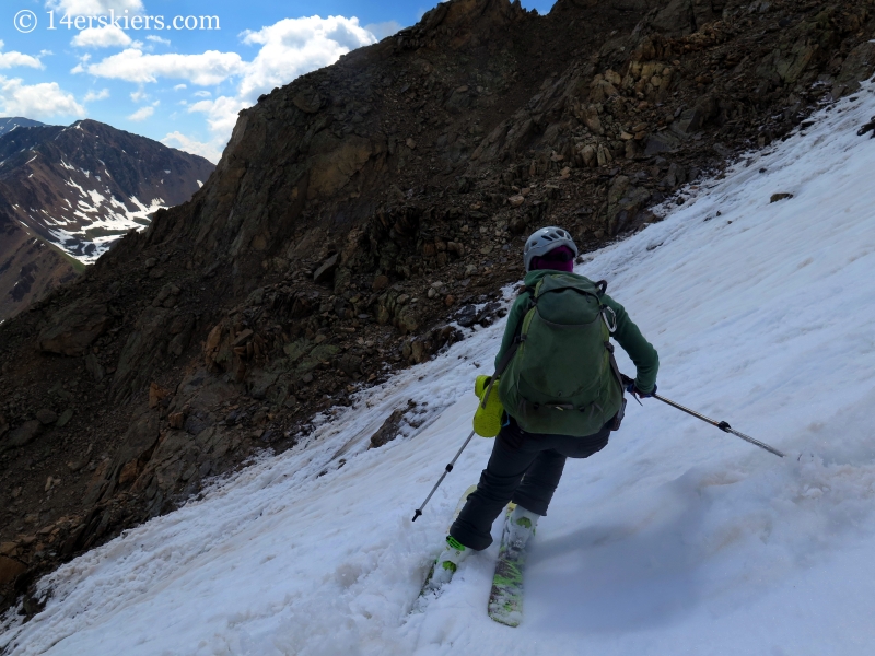 Natalia Moran backcountry skiing on Mount Champion. 