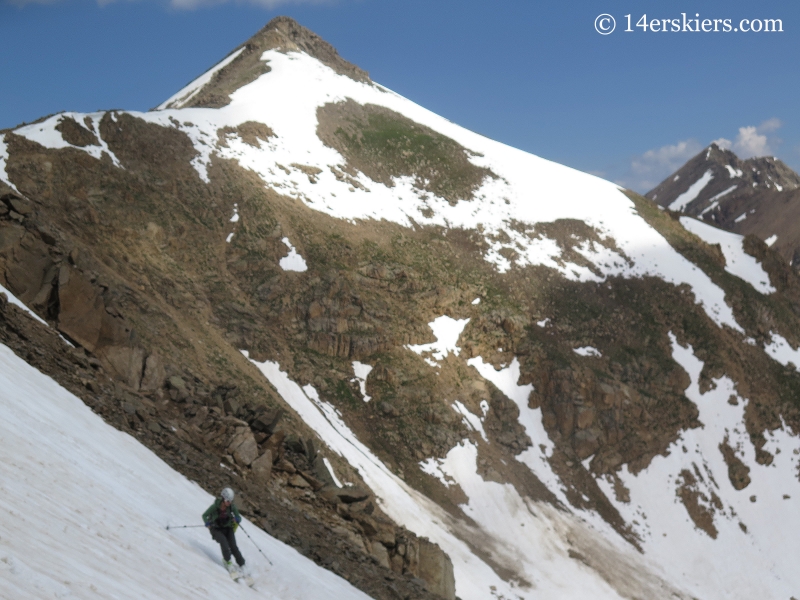 Natalia Moran backcountry skiing on Mount Champion. 