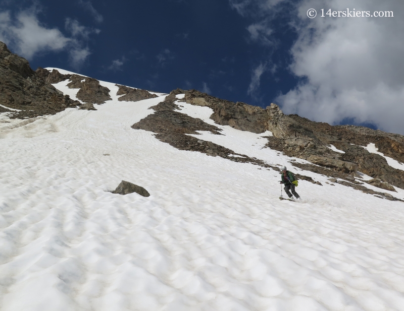 Natalia Moran backcountry skiing on Mount Champion. 