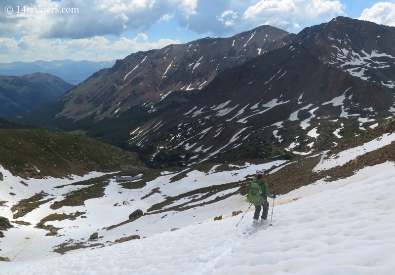 Natalia Moran backcountry skiing on Mount Champion. 