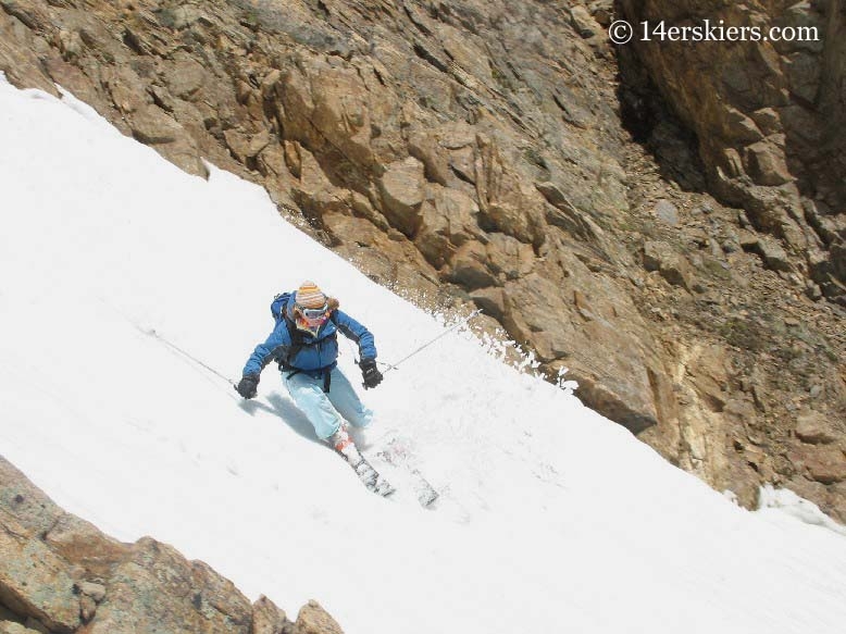 Brittany Konsella backcountry skiing on Mount Elbert. 
