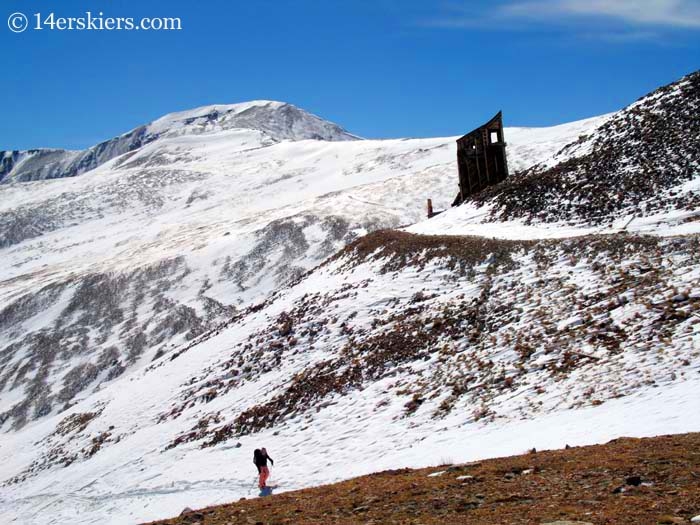 Brittany Konsella backcountry skiing on Mount Sherman.  