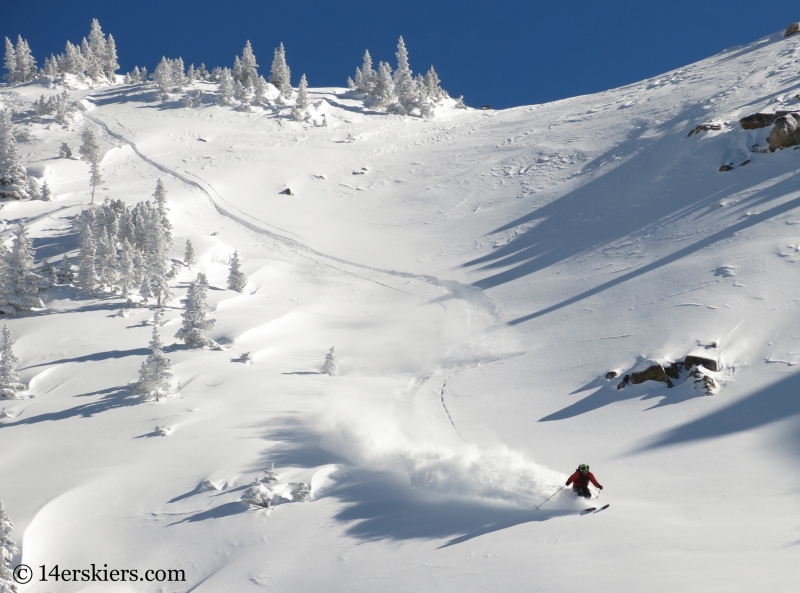 Jordan White backcountry skiing Mount Shimer near Aspen.