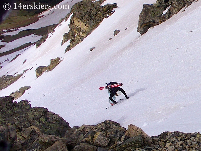 Brittany Walker Konsella climbing to go backcountry skiing on Mount Massive. 