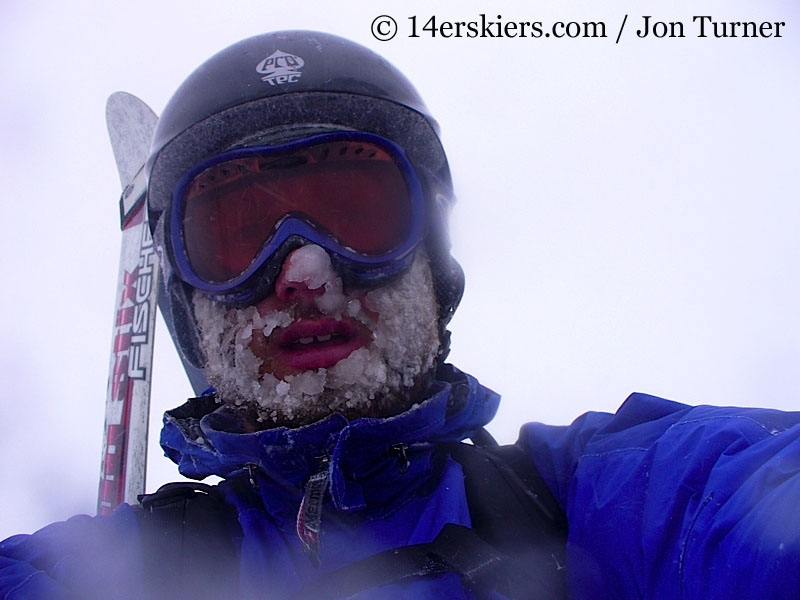 Jon Turner with a frosty face on Mount Massive. 