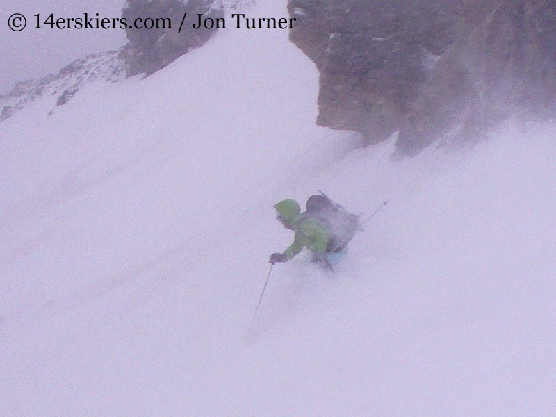 Brittany Walker Konsella backcountry skiing on Mount Massive. 