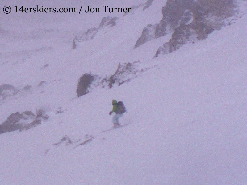 Brittany Walker Konsella backcountry skiing on Mount Massive.