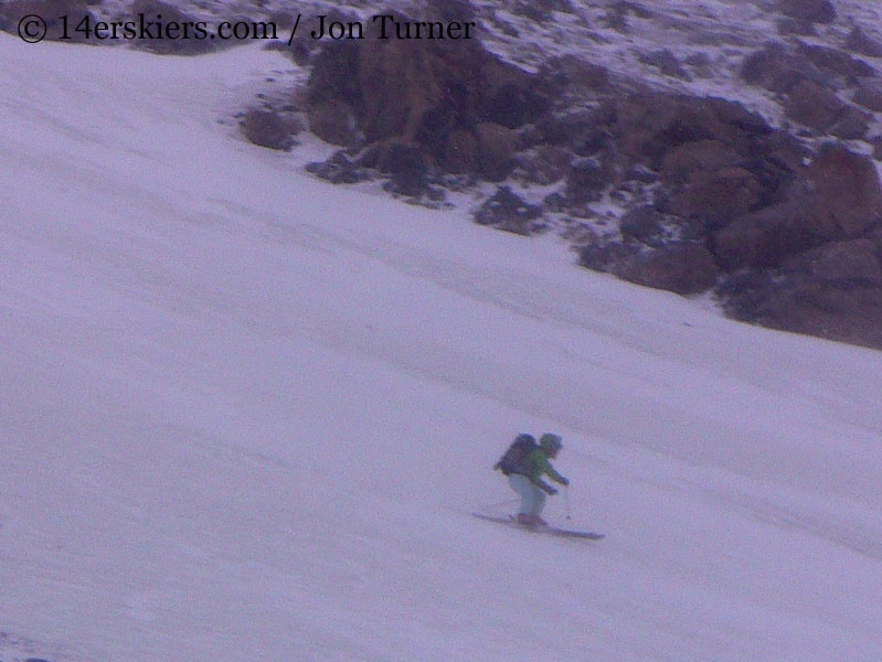 Brittany Walker Konsella backcountry skiing on Mount Massive.