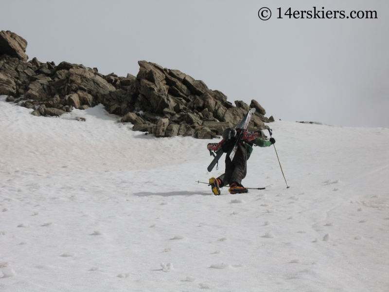 Jon Turner climbing to go backcountry skiing on Mount Massive. 