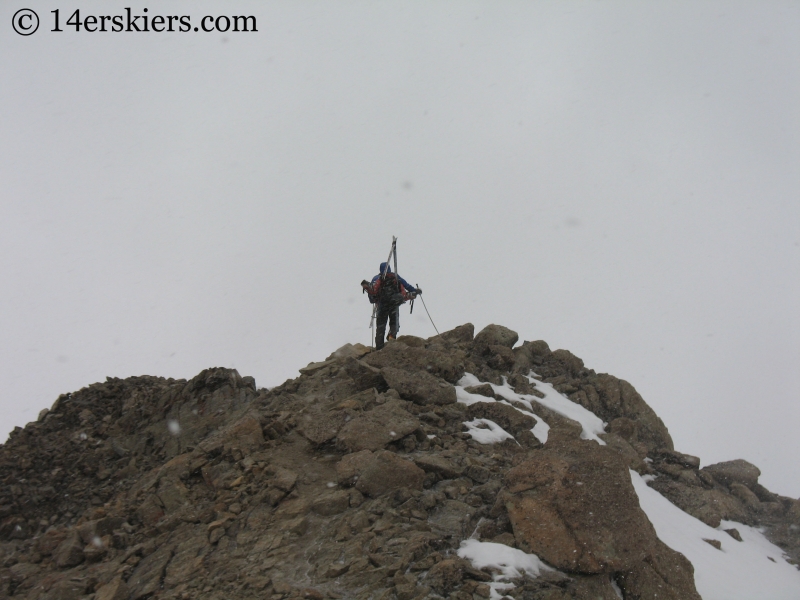 Jon Turner hiking a ridge on Mount Massive to go backcountry skiing. 