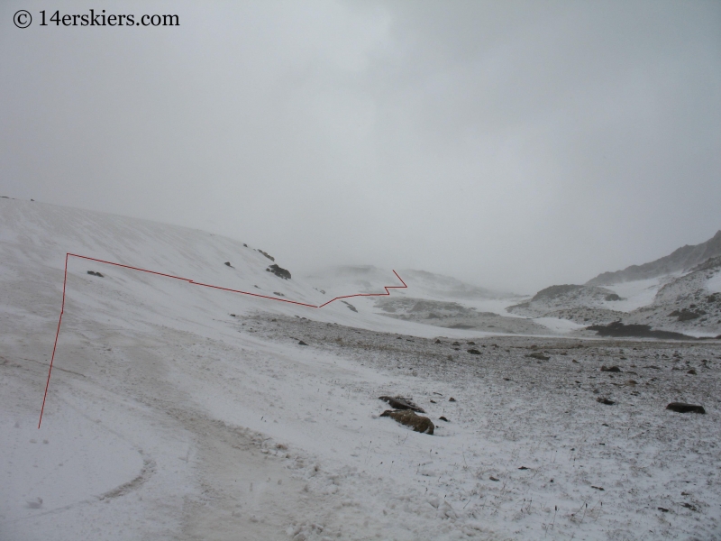 Descent route on Mount Massive. 