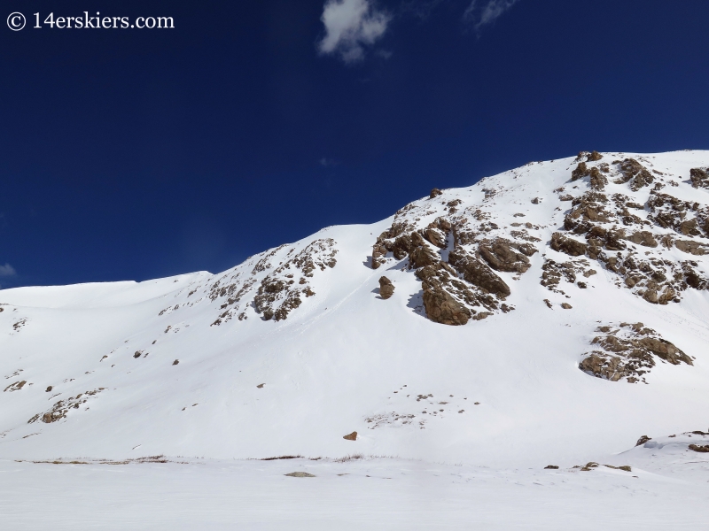 Backcountry skiing on Mount Eva. 