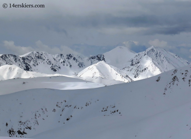 Torreys, Grays Peak, Edwards, and Kelso seen from Mount Eva. 