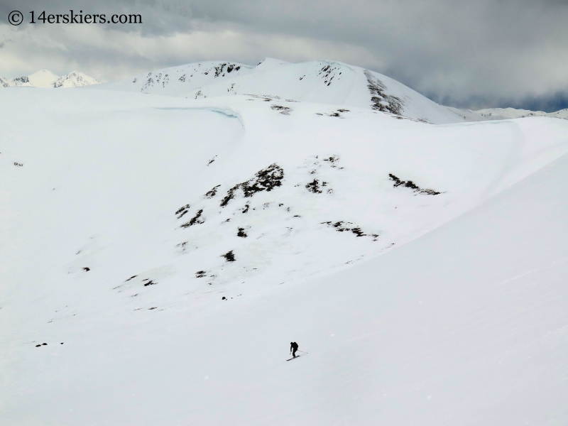 Frank Stern backcountry skiing on Mount Eva. 