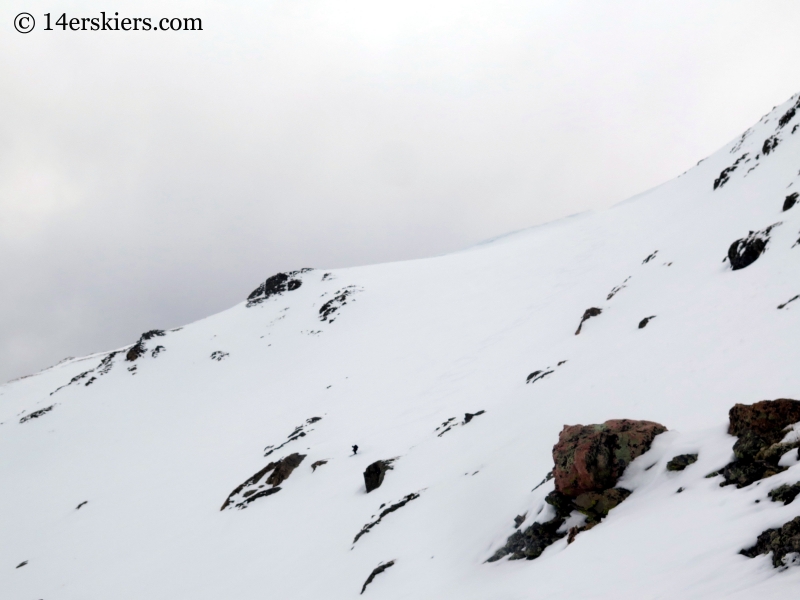 Frank Stern backcountry skiing on Mount Eva. 