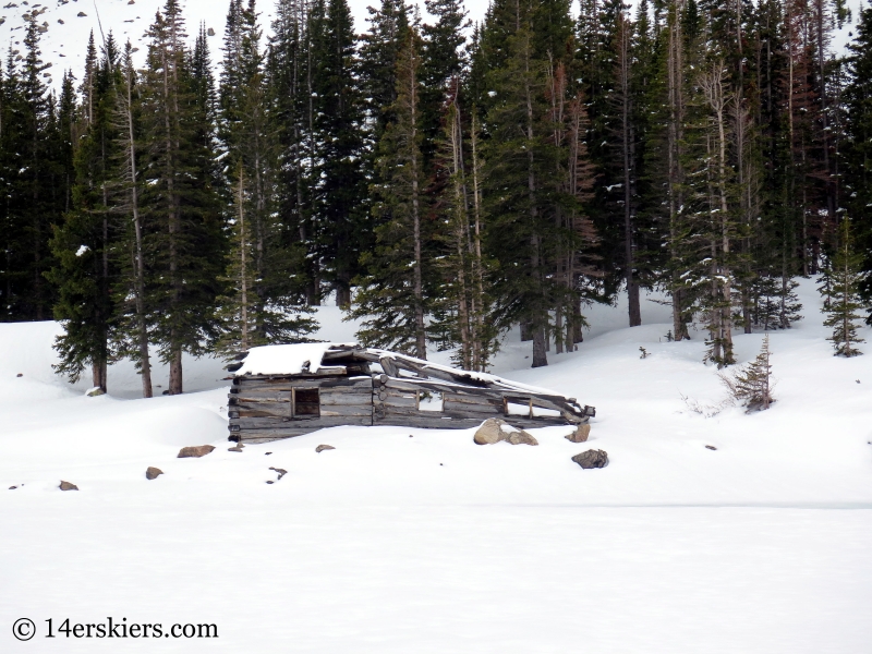 Old cabing near lake near Mount Eva. 