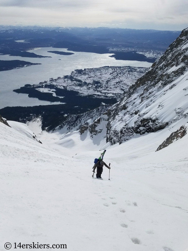 Backcountry skiing Mt. Moran Skillet