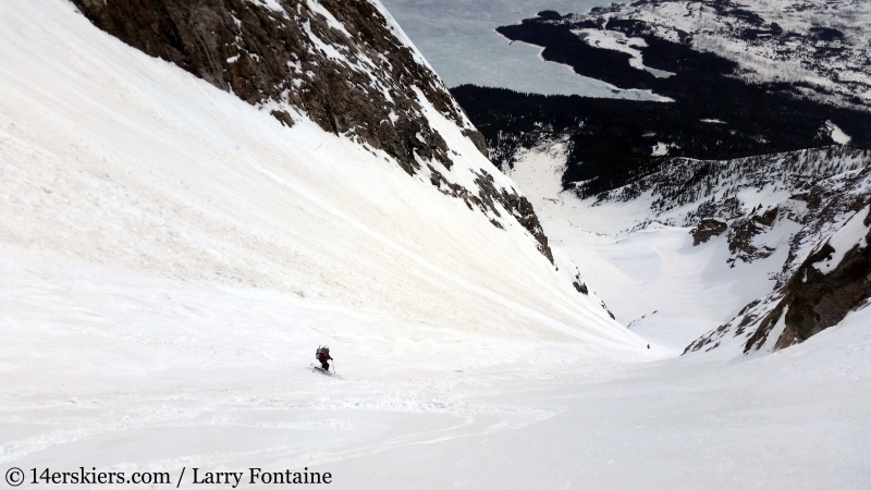 Backcountry skiing Mt. Moran Skillet