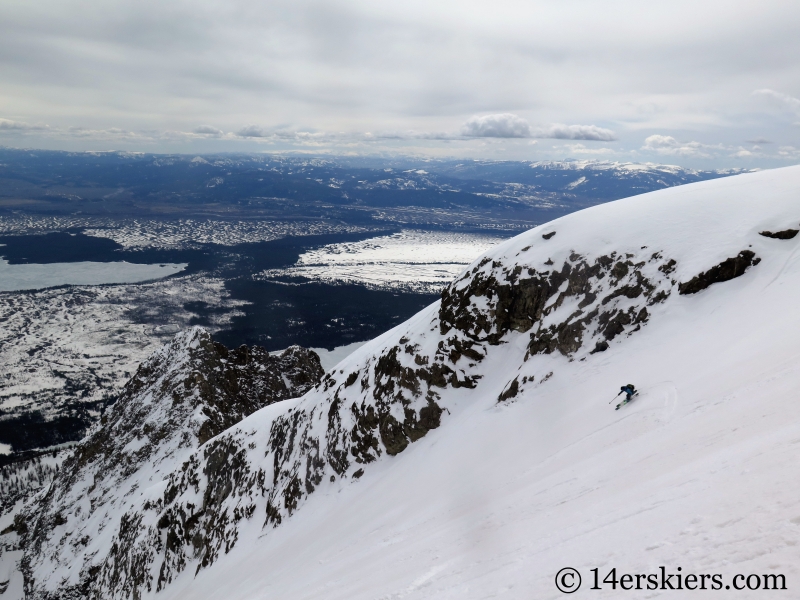 Backcountry skiing Mt. Moran Skillet