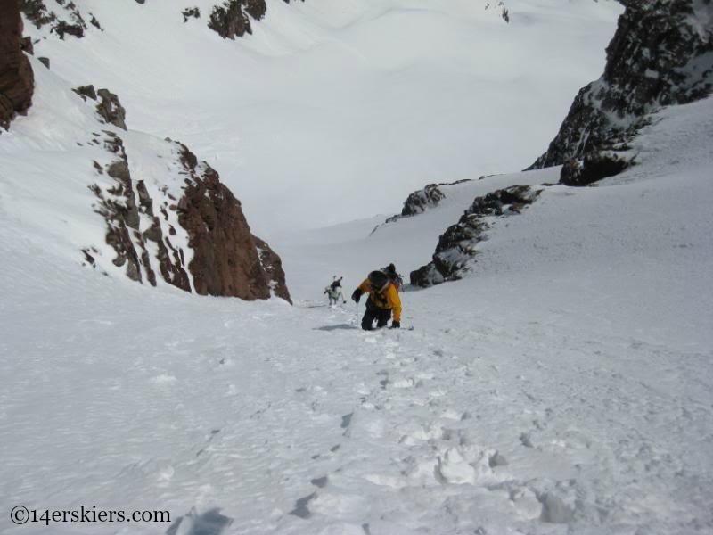 Climbing to ski North Maroon.