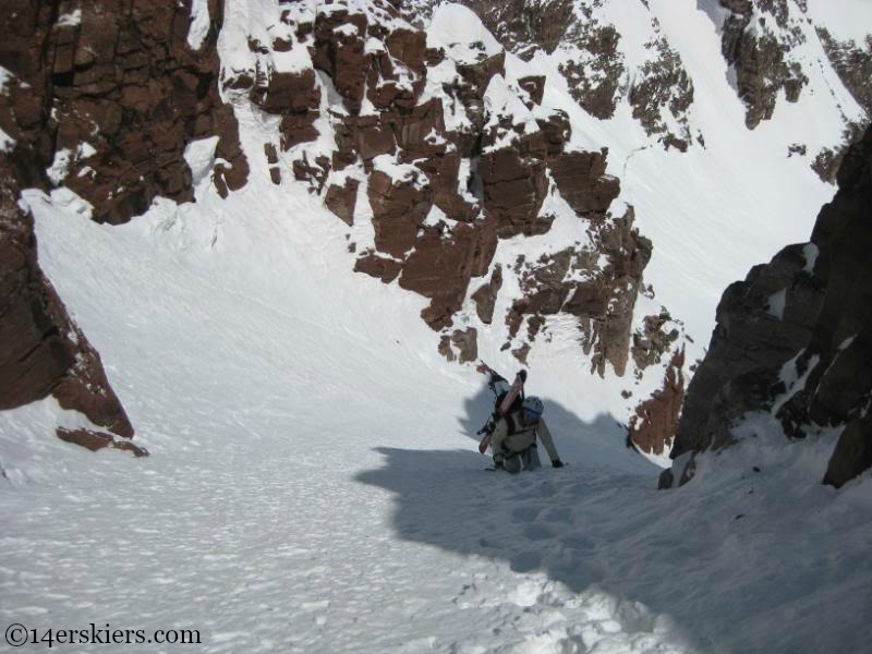 Climbing to ski North Maroon.