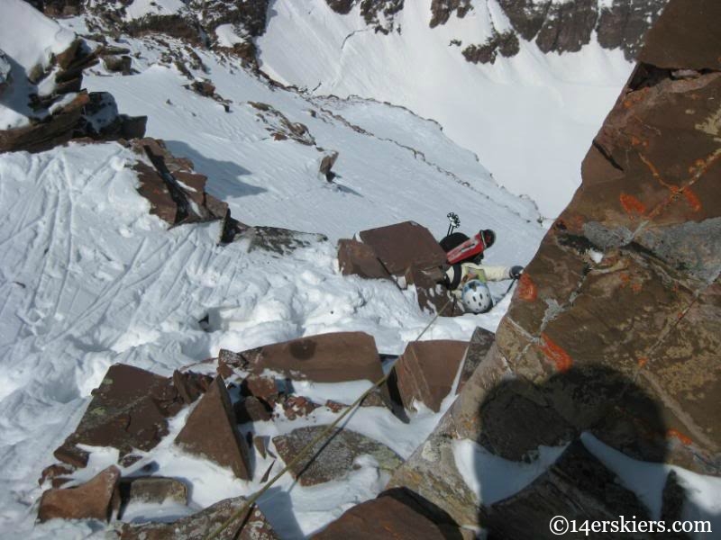 Climbing to ski North Maroon.