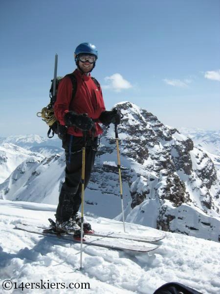 Joe Brannan on summit of North Maroon, ready to ski.