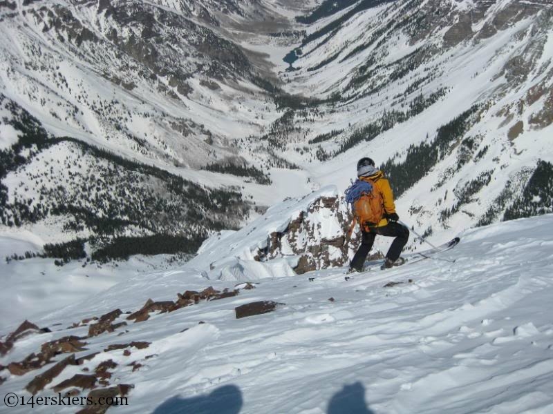 Andy Dimmen backcountry skiing on North Maroon.