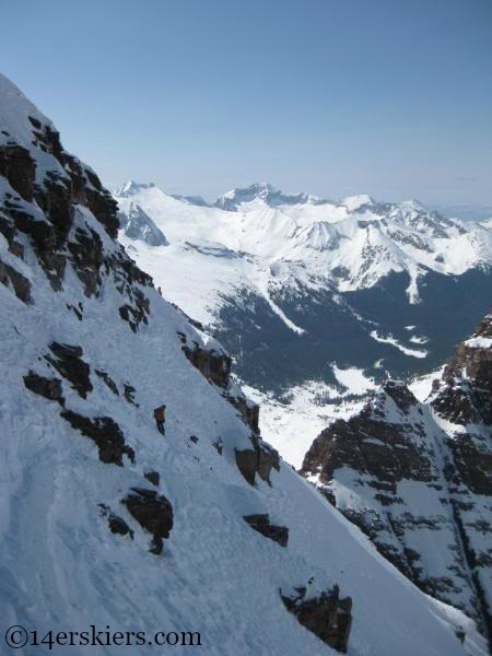 Exposure while backcountry skiing on North Maroon.