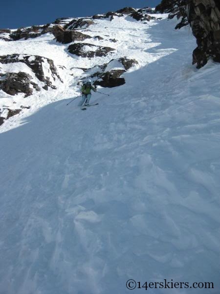 Brittany Walker Konsella backcountry skiing on North Maroon