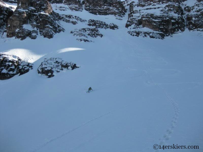 Brittany Walker Konsella backcountry skiing on North Maroon.