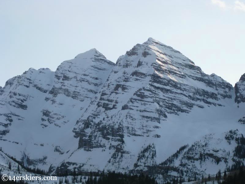 Backcountry skiing on North Maroon Peak.