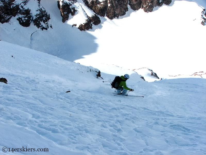 Brittany Walker Konsella backcountry skiing on North Maroon