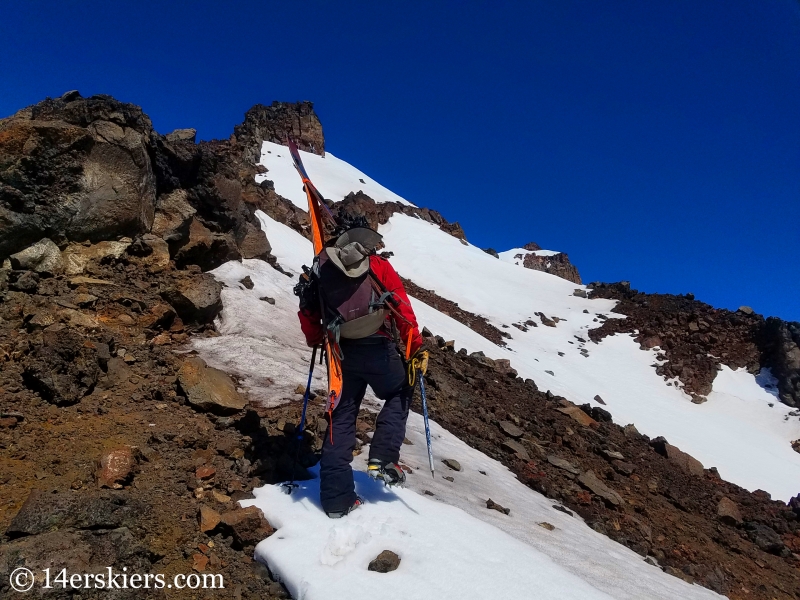 Backcountry skiing North and Middle Sisters in Oregon.