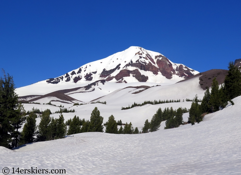 Backcountry skiing North and Middle Sisters in Oregon.