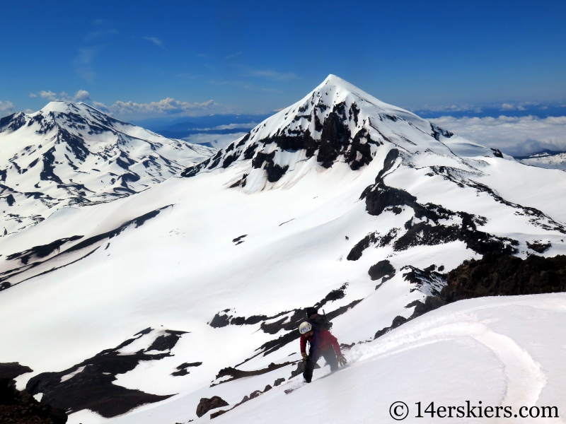 Backcountry skiing North and Middle Sisters in Oregon.