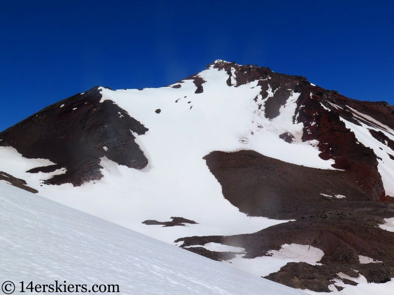 Backcountry skiing North and Middle Sisters in Oregon.