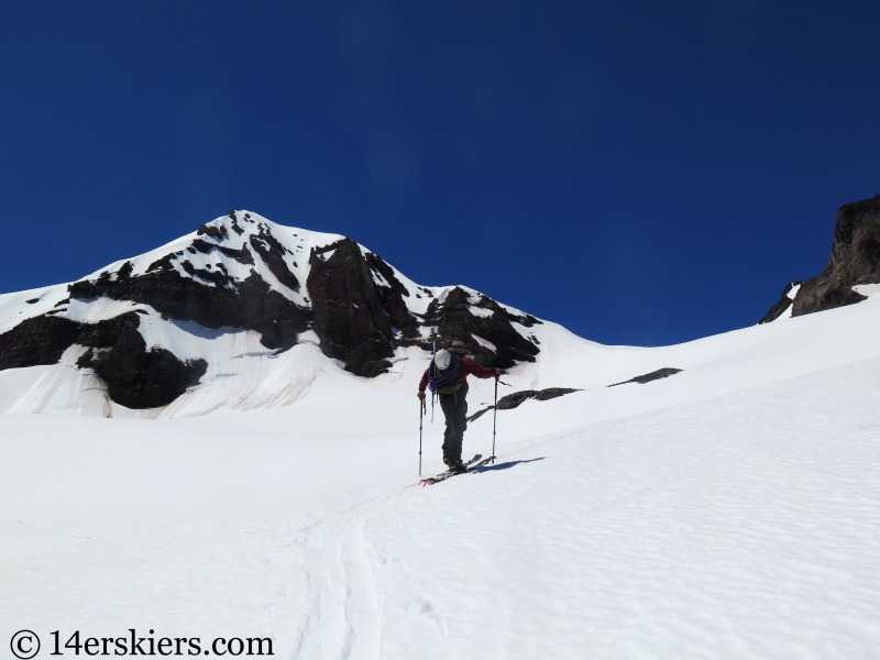 Backcountry skiing North and Middle Sisters in Oregon.