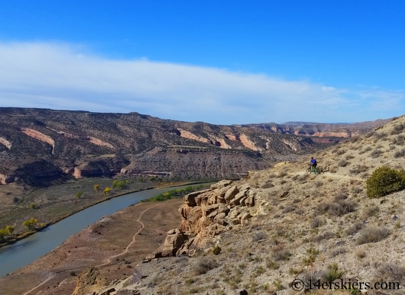 Gina mountain biking Mack Ridge trail near Fruita.