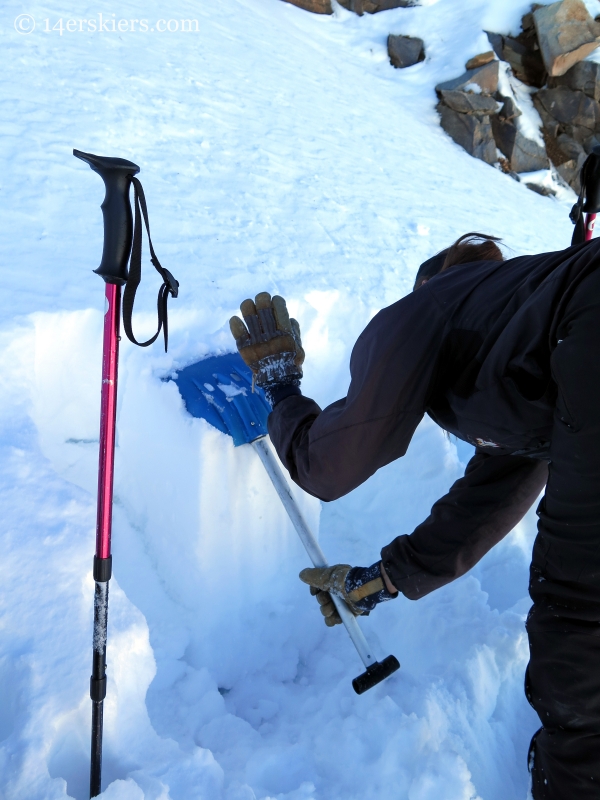 compression test, checking out backcountry snow conditions